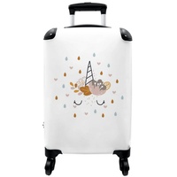 NoBoringSuitcases.com© Kinderkoffer Design - Einhorn - Sterne - Mädchen - Kinder 55x35x20cm, 4 Rollen, Koffer mit 4 rollen, Kindertrolley, Reisekoffer für Mädchen bunt