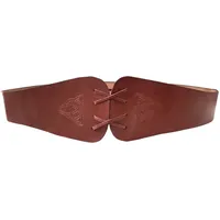 Leonardo Carbone® Mittelalter Miedergürtel Alana mit Triquetra - Ledergürtel Damen, Mittelalter Kleidung Damen, LARP, Karneval, Cosplay, Wikinger Hobbit Kostüme, Karneval - 100% Echtleder Braun - 90.0 cm