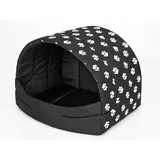 Hundehütte Hundehöhle Hundebett Hundehaus Katzenhöhle Schlafplatz L - 55x43 cm Schwarz mit Pfoten