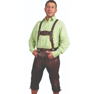 Fuente Leather Wears Trachtenlederhose Antik Nappa Lederhose für Herren, Kniebund, mit Träger, braun 44 Herren EU