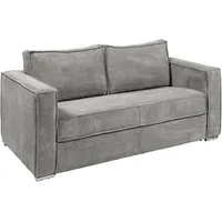 Vente-unique - Schlafsofa mit Matratze 3-Sitzer - Cord - Hellgrau - Liegefläche 140 cm - Matratze 14 cm - loreto