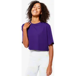 T-Shirt Crop Top Damen - dunkellila M