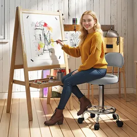 Homcom Rollhocker Kunstleder 32 x 40 x 70-86 cm Grau