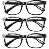 COJWIS 3 Pack Blaulichtfilter Lesebrille groß Damen Herren Computerbrille Lesebrillen Sehhilfe Brille Computer-Lesebrillen mit Sehstärke (Schwarz, 0.50, x) - 140 mm x 52 mm