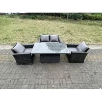 Polyrattan Gartenmöbel Set Einstellbare Höhe Esstisch Sessel Liebe Sofa Sets 4-sitzer - Fimous