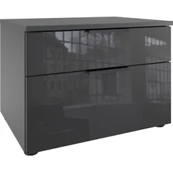 Nachtkommode WIMEX "Level36 black C by fresh to go", grau (graphit, glas grau), B:54cm H:39cm T:41cm, Spanplatte, Sideboards, mit Glaselementen auf der Front, soft-close Funktion, 54cm breit