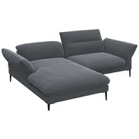 FLEXLUX Ecksofa Salino, Funktionssofa mit Recamiere, Relaxsofa, Ecksofa, Sofa mit Arm- und Kopfteil-Verstellungen, Kaltschaum & Stahl-Wellen grau