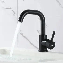 Auralum Wasserhahn Bad mit 60CM Schlauchs,360°Drehbar Waschtischarmatur,Mischbatterie Einhebelmischer aus Messing,Armaturen für Badezimmer/Kleine Küchenspüle,Weiß