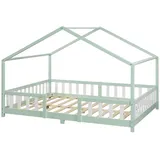[en.casa] Kinderbett Treviolo 120 x 200 cm Kiefer massiv mintgrün/weiß