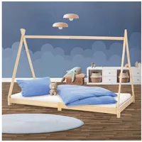 ML-Design Kinderbett Tipi mit Lattenrost 90x200 cm Natur aus