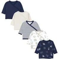 TupTam Baby Jungen Langarm Wickelshirt Baumwolle 5er Set, Farbe:
