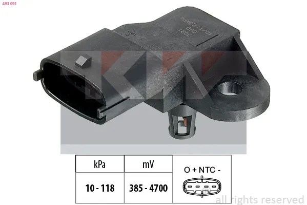 KW Sensor, Saugrohrdruck 493091 für Opel Ford ABARTH Fiat JEEP GM DR MITSUBISHI NISSAN DACIA SMART