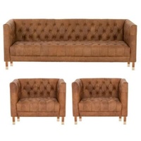 JVmoebel Sofa, Braune Samt Chesterfield 2 Sessel Leder Modern Design Möbel Sofa Set braun