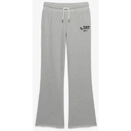 Superdry Sweathose "ATHLETIC EMB FLARE JOGGER", Damen, Gr. S, N-Gr, grau (grau marl), Sweatware, Obermaterial: 100% Seide, unifarben, regular fit lang, Hosen Sweathose, Baumwolle, slim fit