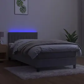 vidaXL Boxspringbett mit Matratze & LED Hellgrau 80x200 cm Samt