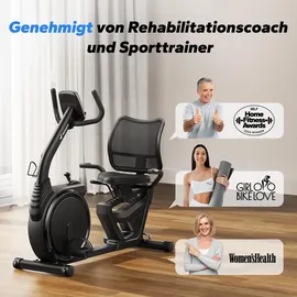 Merach Liege-Heimtrainer für Zuhause, gelenkschonendes Fitnessbike bis 135 kg, Dual-Belt-Antrieb,