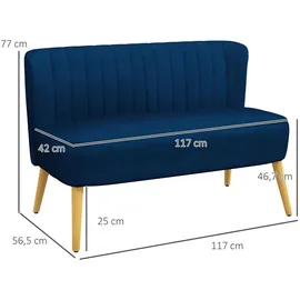 Homcom Sofa, Blau Holz, 56.5x77x117 cm Wohnzimmer, Sofas & Couches, Sofas