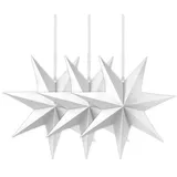 Frau WUNDERVoll® liebevolle Faltsterne weiß 3 Stück Durchmesser 90 cm 7 Zacken geschlossene Oberfläche Feste Pappe