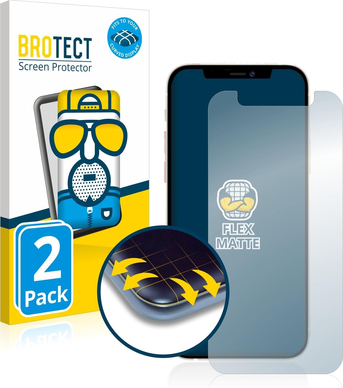 BROTECT 2x BROTECT Flex Matte Full-Cover Displayschutzfolie für Apple iPhone 12 mini (2 Stück, iPhone 12 Mini), Smartphone Schutzfolie