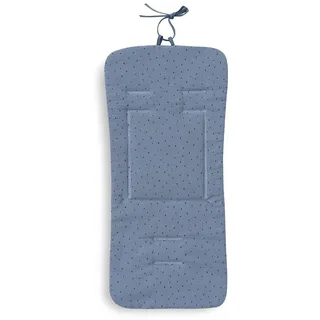 Interbaby - Universelle, reversible Sitzauflage für Kinderwagen aus der Don Algodón-Kollektion, aus Musselin mit Punkten oder Sternen in Petrol, Sommerkissen für Kinderwagen und Autositz.
