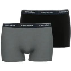 CECEBA Herren Shorts - Boxershorts, Pants, Basic, Cotton Stretch, einfarbig Schwarz/Grau M