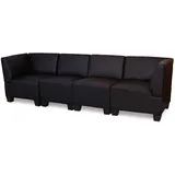 Mendler Modular 4-Sitzer Sofa Couch Lyon, Kunstleder ~ schwarz, hohe Armlehnen