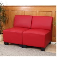 Modular 2-Sitzer Sofa Couch Moncalieri, Kunstleder ~ rot, ohne Armlehnen