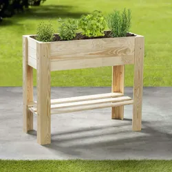 Haushalt International Hochbeet aus Holz mit Ablage 62924