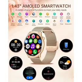 betatree Smartwatch BT 36 mm Aluminiumgehäuse Rosa Sportarmband Rosa M