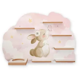 Kreative Feder Kinderregal Häschen & Schmetterling mehrfarbig MDF