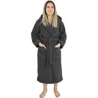 my home Unisex-Bademantel »Lillou«, Langform, Microfaser, Kapuze, Gürtel, weiche und kuschelige Qualität, für Damen und Herren, XS-3XL grau XS | 120 cm