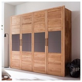 Pharao24 Kleiderschrank Zimarena aus Massivholz braun 246 cm x 216 cm x 65 cm