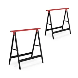 Relaxdays Arbeitsbock 2er Set, klappbar, 100 kg, HBT 74x78x40cm, Allzweckbock Werkstatt, Tapezieren, Malern, schwarz/rot