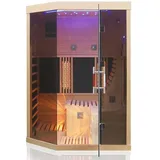 Dewello Infrarotkabine OTTAWA 140x120cm 1-2 Personen mit 6 Vollspektrumstrahlern und 4 Karbonstrahlern aus Hemlock