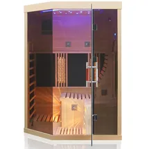 Dewello Infrarotkabine OTTAWA 140x120cm 1-2 Personen mit 6 Vollspektrumstrahlern und 4 Karbonstrahlern aus Hemlock