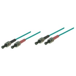 VARIA LWL-Kabel, 0.5 m, Duplex OM3 (Multimode, 50/125) ST/ST Glasfaserkabel, ST Duplex, (50,00 cm) grün