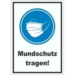 Mundschutz tragen Aufkleber A4 (210x297mm)