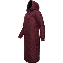 Ragwear Damen, Wintermantel Warmer Steppmantel extralang mit Kapuze Niran Wine Red Gr. XS - XS