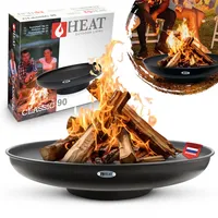 HEAT Outdoor Living Feuerschale Ø90 cm - BBQ Feuerschalen für den Garten - Feuerstelle Outdoor & Feuertonne - Terrasenofen aus Stahl - Feuerkorb für den Garten - 90x90x19cm (Schwarz)