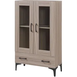 [en.casa] Vitrinenschrank Søndersø 70x31x115 cm Sonoma-Eichenoptik