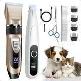 2 in 1 Hundeschermaschine, Extra Leise Hundepfoten Trimmer mit LED-Licht, Pro...