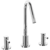Beliani Beliani, Küchenarmatur, Wasserhahn 3-Loch Waschtischarmatur Messing silber