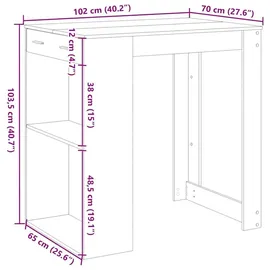 vidaXL Bartisch 102 x 70 x 103,5 cm Grau