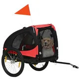 Hundeanhänger, Klappbarer Fahrradanhänger Für Hunde, Wasserbeständig, Oxfordstoff, Metall, 140 X 71 X 83 Cm, Rot