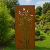 Zen Man Edelrost Garten Sichtschutz aus Metall 1mm Rost Gartenzaun Gartendeko edelrost Sichtschutzwand H125*50cm 031915