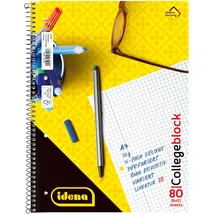 IDENA 10392 - Collegeblock A4, 80 Blatt, 70 g/m2, kariert gelocht