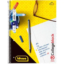 IDENA 10392 - Collegeblock A4, 80 Blatt, 70 g/m2, kariert gelocht