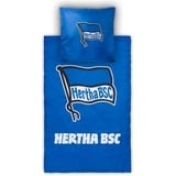 Hertha BSC Berlin Bettwäsche - Fahne pur - blau/weiß 2teilig Baumwolle HBSCB - Plus Lesezeichen I Love Berlin