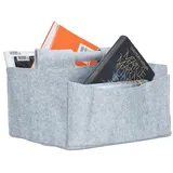 Relaxdays Zeitungskorb aus Filz 32 x 24 x 28 cm grau