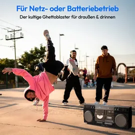 Medion P66538 Kassettenrecorder (Retro Ghettoblaster mit CD-Player, 80er, groß, USB, SD, CD, Kassetten MC, DAB+ Radio Teleskopantenne, Bluetooth, Kassettendeck, Aufnahmefunktion